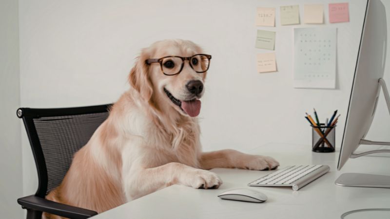 眼鏡をかけたゴールデンレトリバー