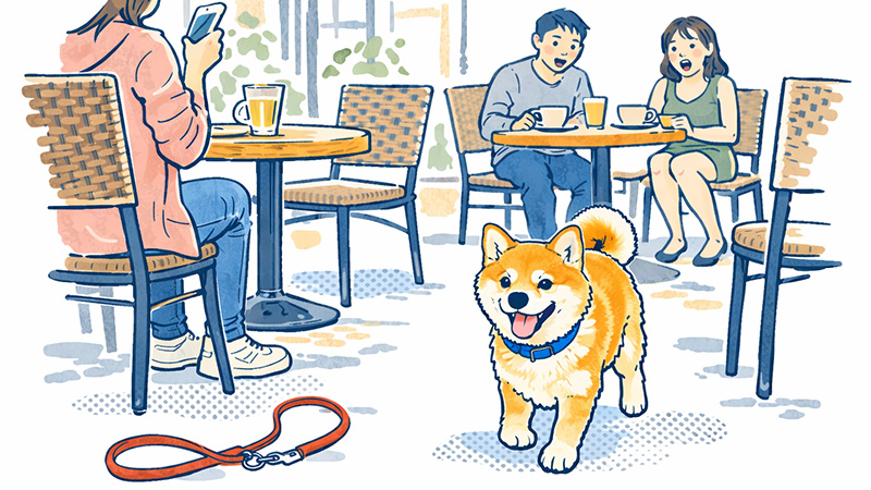 リードが外れた犬のイラスト