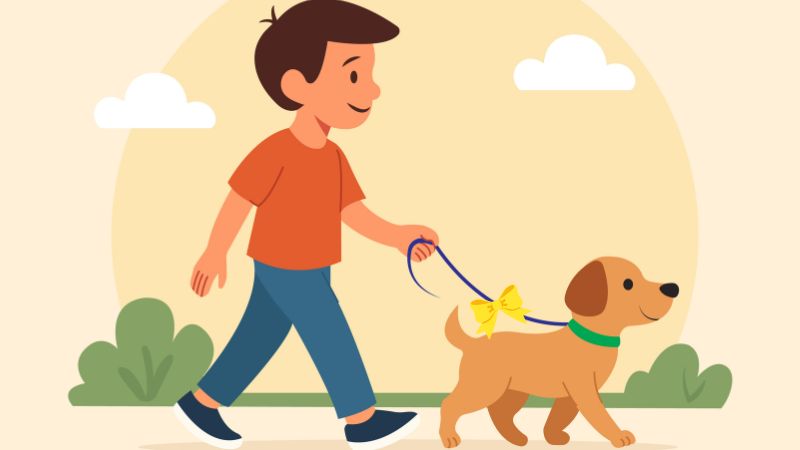 犬と散歩するイラスト